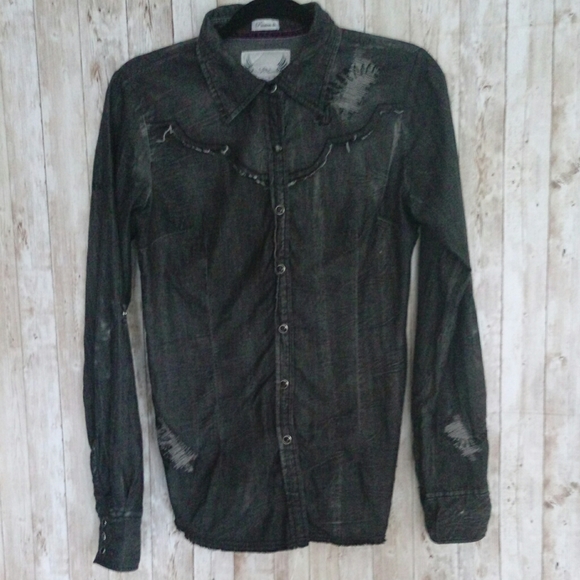 Roar charcoal Button Up Shirt Sz.L - Picture 2 of 8